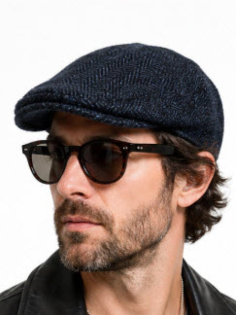 Hanna Hats Blue Harris Tweed Flat Cap Wool Newsboy 22” Ireland